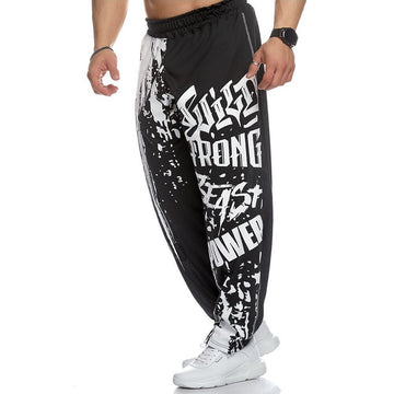 Muscle Men Sports Mesh Pants Male Thin Casual Running Training Loose Oversized Trousers Hip-Hop Printed Sportpants aidase-shop